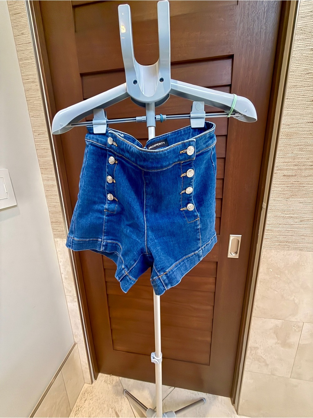Prosperity Denim Sailor Button High-Waisted Shorts Size 27
